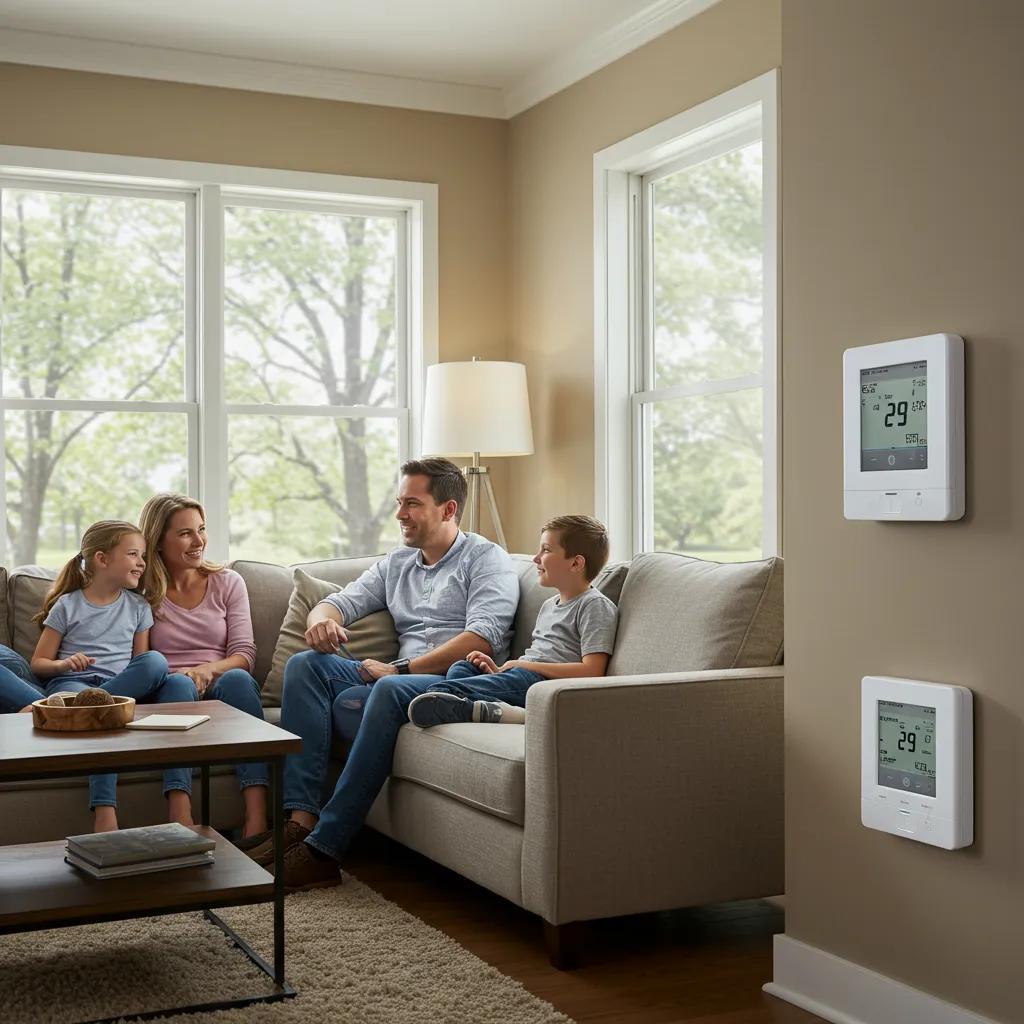 Save Money with Energy Efficient HVAC Solutions Today 1 A happy family enjoying a perfectly comfortable home thanks to an efficient HVAC system
