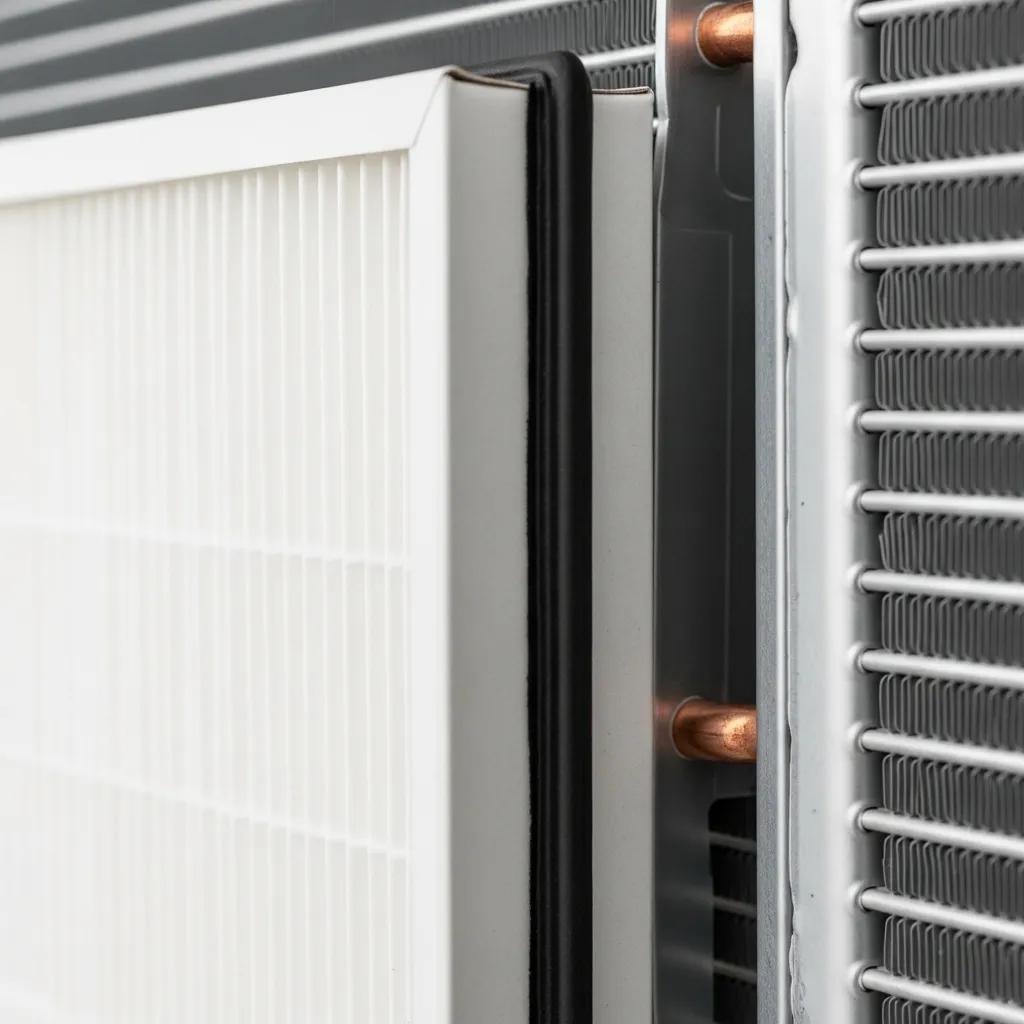 Easy DIY HVAC Maintenance Tips for Every Season 2 Close-up of clean HVAC components including an air filter and condenser coil, emphasizing regular maintenance