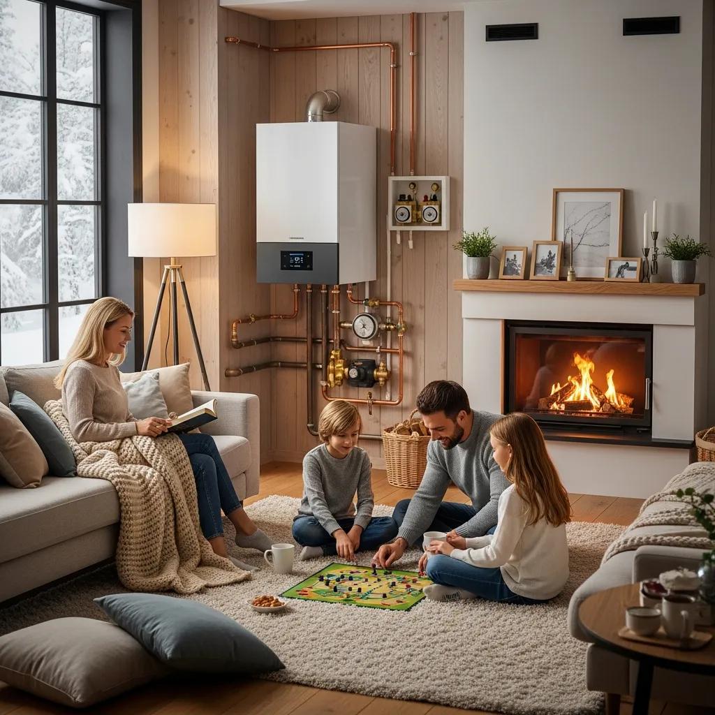 Modern boiler system in a cozy home environment highlighting comfort and reliability