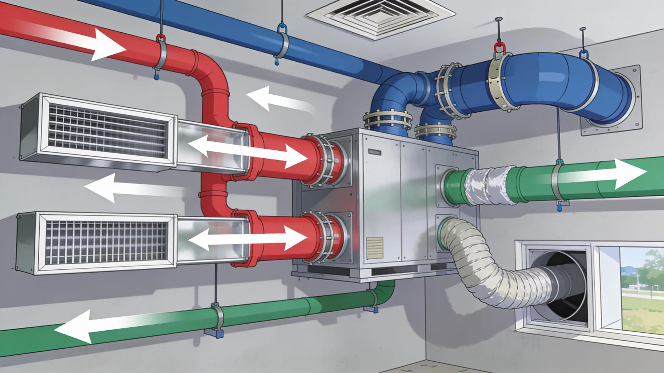 Optimize Indoor Comfort with Air Balance HVAC Solutions 2 Diagram of HVAC ductwork components, highlighting supply and return ducts for effective airflow management